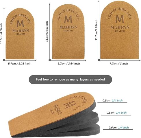 رفع كعب تقويمي قابل للتعديل لاختلافات طول الساق وآلام الكعب، والإصابات الرياضية، والتهاب وتر العرقوب، ونعال زيادة الارتفاع (بني 6 طبقات، متوسط) in Kuwait