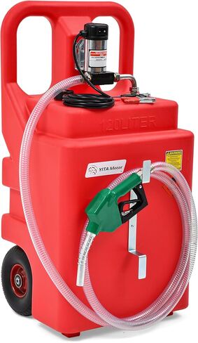 YITAMOTOR Diesel Fuel Caddy 26 Gallon, Portable Fuel Tank with 12V Electric Transfer Pump Diesel Fuel Tank with Auto Fueling Nozzle & 360°Swivel Connector, Red in Saudi Arabia