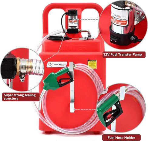 YITAMOTOR Diesel Fuel Caddy 26 Gallon, Portable Fuel Tank with 12V Electric Transfer Pump Diesel Fuel Tank with Auto Fueling Nozzle & 360°Swivel Connector, Red in Saudi Arabia