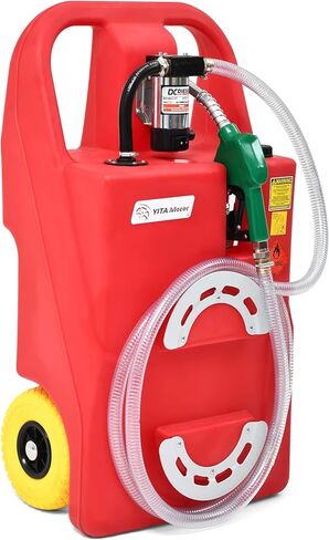 YITAMOTOR Diesel Fuel Caddy 26 Gallon, Portable Fuel Tank with 12V Electric Transfer Pump Diesel Fuel Tank with Auto Fueling Nozzle & 360°Swivel Connector, Red in Saudi Arabia