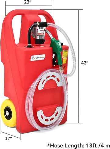 YITAMOTOR Diesel Fuel Caddy 26 Gallon, Portable Fuel Tank with 12V Electric Transfer Pump Diesel Fuel Tank with Auto Fueling Nozzle & 360°Swivel Connector, Red in Saudi Arabia