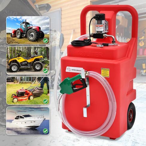 YITAMOTOR Diesel Fuel Caddy 26 Gallon, Portable Fuel Tank with 12V Electric Transfer Pump Diesel Fuel Tank with Auto Fueling Nozzle & 360°Swivel Connector, Red in Saudi Arabia