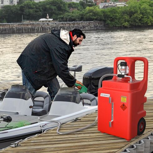 YITAMOTOR Diesel Fuel Caddy 26 Gallon, Portable Fuel Tank with 12V Electric Transfer Pump Diesel Fuel Tank with Auto Fueling Nozzle & 360°Swivel Connector, Red in Saudi Arabia