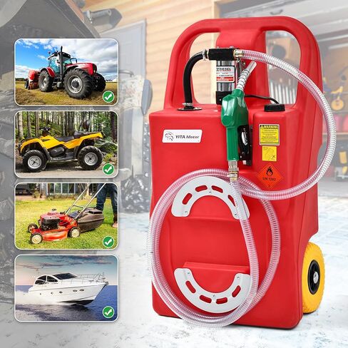YITAMOTOR Diesel Fuel Caddy 26 Gallon, Portable Fuel Tank with 12V Electric Transfer Pump Diesel Fuel Tank with Auto Fueling Nozzle & 360°Swivel Connector, Red in Saudi Arabia