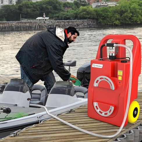 علبة وقود الديزل من YITAMOTOR بسعة 26 جالون، خزان وقود محمول مع مضخة نقل كهربائية 12 فولت، خزان وقود الديزل مع فوهة وقود تلقائية وموصل دوار 360 درجة، أحمر in Kuwait