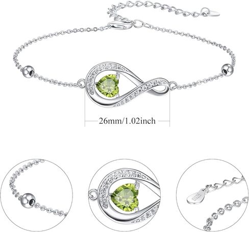 KINGWHYTE Infinity Bracelet 925 Sterling Silver Infinity Bracelets with Heart Zircon Adjustable Wome's Bracelet Jewelry Birthday Anniversary Christmas Gifts for Women in Kuwait