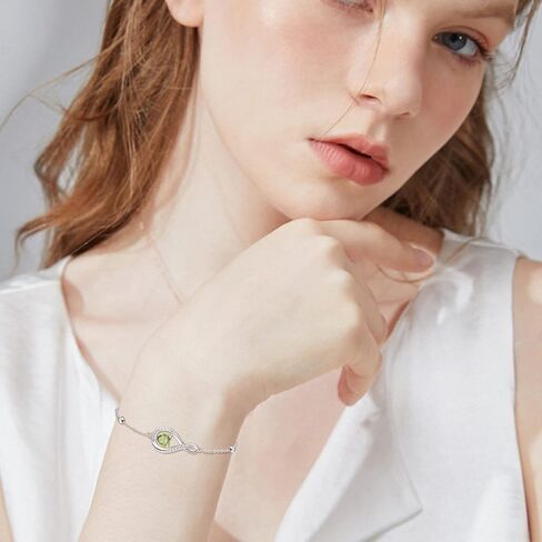 KINGWHYTE Infinity Bracelet 925 Sterling Silver Infinity Bracelets with Heart Zircon Adjustable Wome's Bracelet Jewelry Birthday Anniversary Christmas Gifts for Women in Kuwait