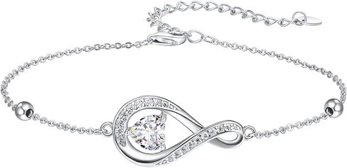 KINGWHYTE Infinity Bracelet 925 Sterling Silver Infinity Bracelets with Heart Zircon Adjustable Wome's Bracelet Jewelry Birthday Anniversary Christmas Gifts for Women in Saudi Arabia