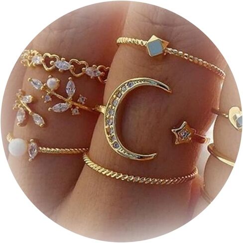 Dcfywl731 Knuckle Rings Set for Women Stackable Midi Finger Rings Boho Stacking Rings Vintage Cute Rings Jewelry Gift in Saudi Arabia