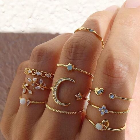 Dcfywl731 Knuckle Rings Set for Women Stackable Midi Finger Rings Boho Stacking Rings Vintage Cute Rings Jewelry Gift in Saudi Arabia