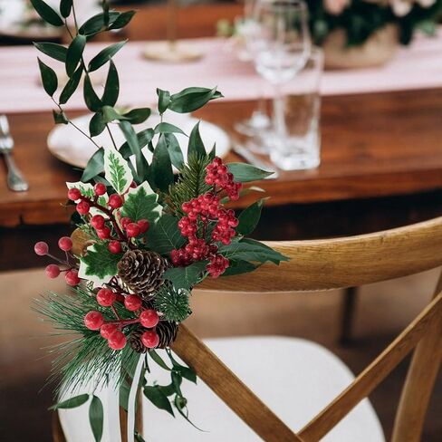 12Pcs Wedding Versatile Artificial Holly Red Berry Stems,Silk Artificial Pine Cone Picks Christmas Stems, Mini Artificial Pine Tree for Christmas Party Flower Wreaths Winter Holiday Decorations in Saudi Arabia