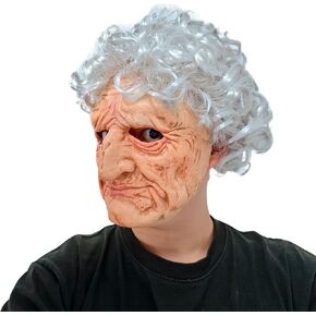 Halloween Old Lady Mask with Hair for Adults Realistic Old Man Mask Funny Granny Mask Old Women Latex Face Mask