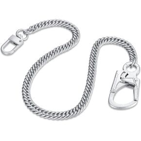Ahiller Wallet Chain, 25''Heavy Duty Biker Wallet Chain for Men, Anti Lost Keychain,Belt Chain,Pocket Chain for Keys and Jeans Pant Chain(W-JRL-Dull Silver-1P)