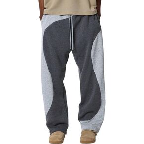 ZAFUL Men's Baggy Sweatpants Color Block Irregular Patchwork Drawstring Sweatpants Casual Wide Leg Lounge Pants