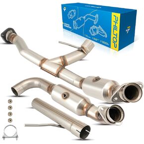 PHILTOP Catalytic Converter Direct Fits F150 2009-2010 5.4L, Expedition 2007-2014 5.4L, Navigator 2007-2013 5.4L, Stainless Steel Shell 30497 Inlet/Outlet Catalyst Convertor (EPA Complaint)