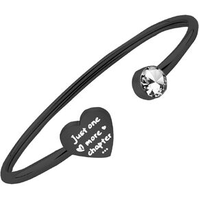 PLITI Bookworm Gift Just One More Chapter Open Cuff Bangle Book Lover Reader Librarian Teacher Jewelry Gift