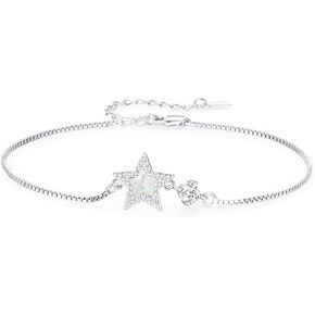 Dreamboat Opal Star Bracelet 925 Sterling Silver October Birthstone Bracelets Fire Opal Jewelry Birhday Party Gifts for Girls Women