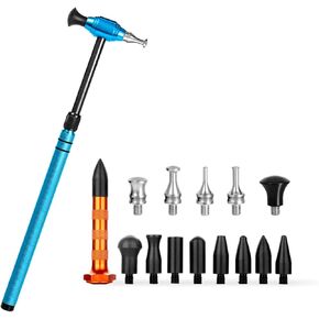 LadyRosian Paintless Dent Repair Tools Leveling Telescopic Hammer and Rubber Knockdown Tap Down with 9 Heads Kit for Car Body Hail Damage Dent Repair