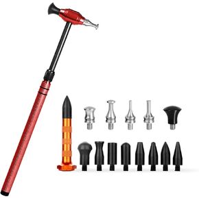LadyRosian Paintless Dent Repair Tools Leveling Telescopic Hammer and Rubber Knockdown Tap Down with 9 Heads Kit for Car Body Hail Damage Dent Repair