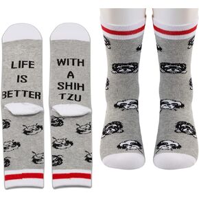 PXTIDY 2 Pairs Shih Tzu Dog Socks Shih Tzu Lover Gift Dog Owner Shih Tzu Mom Gifts Shih Tzu Dog Dad Gifts Socks