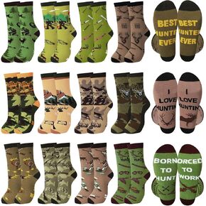 12 Pcs Christmas Funny Hunting Socks for Men Hunting Lover Socks I'd Rather Be Hunting Gifts for Hunters Men Unique Gifts for Hunters Deer Hunting Accessories