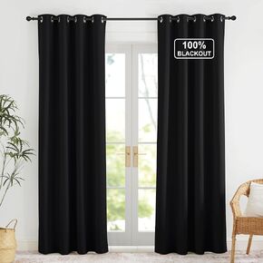 NICETOWN Grey Blackout Curtains for Bedroom 52 X 84 Inch Long 2 Panels Set Light Room Darkening Curtains/Drapes for Living Room, Soundproof Thermal Insulated Grommet Window Curtains