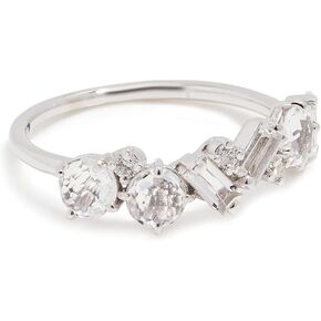 Women's White Topaz and Diamond Cluster Ring