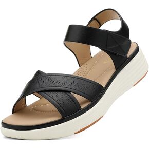 UBFEN Womens Platform Sandals Comfortable Lightweight Walking Ankle Strap Casual Low Wedge Sandals