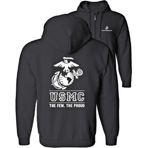 Lucky Ride USMC Logo Hooded Sweatshirt (Full Zip) Hoodie The Few The Proud