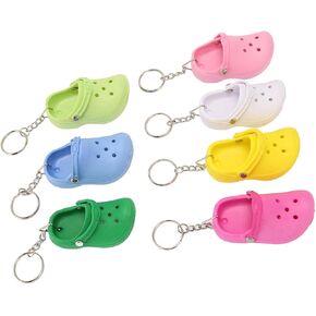 Silicone Slipper Key Chains Decoration Pendant Ring Keychains Holders Buckle for Mini Shoes Backpacks Keychain for Pieces for Crocodile Cute Rubber for Cars Shoes Style 7Pcs Pack