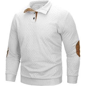 MANLUODANNI Men's Sweater Lightweight Knitted Mock Neck Button Quilted Pullover Sweaters Long Sleeve Jumper