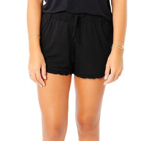 Copper Pearl Women's Ruffle Short: Ultra-Soft Lounge Ruffle Shorts Women - Premium Knit Fabric, Delicate Ruffle Detailing, Trendy Design, Breathable Ruffled Shorts for Women - Midnight, Large