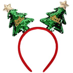 Christmas Headbands Christmas Tree Hair Bands Glitter Green Sequins Christmas Tree Headbands Holiday Party Gift for Women Girl Hair Decoration Accessory (Christmas Tree)