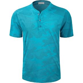 Men's Slim Fit Henley Shirt Short Lightweight Causal Basic T Shirt