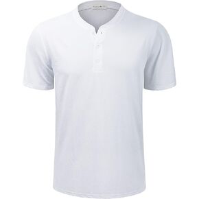 Men's Slim Fit Henley Shirt Short Lightweight Causal Basic T Shirt