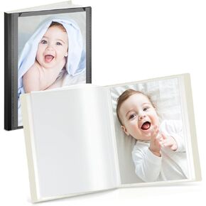 CRANBURY Small Photo Album 4x6 (Black) - 6-Pack 4 x 6 Photo Book Album, Each Shows 48 Pictures, Mini Picture Album Binder with Customizable Album Cover, Baby Photo Albums with 4x6 Photo Sleeves
