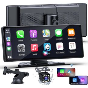 Portable Wireless CarPlay Screen for Car Compatible with Apple Carplay & Android Auto,9.3" Carplay Touchscreen with 1080p Backup Camera,Phone Mirror/GPS Navigation/Voice Control/Bluetooth Car Stereo