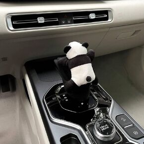 Loizziuy Panda Gear Shift Cartoon Cute Car Handbrake Panda Gear Shift & Steering Wheel Cover Accessories Car Accessories (Panda)