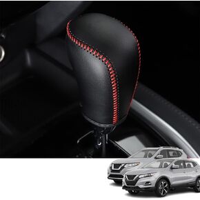 Custom Interior Accessories for Nissan Rogue Rogue Sport Altima Frontier Murano Pathfinder Sentra Leather Automatic Gear Shift Knob Cover,Transimission Boots Shift Lever Sheath(Red Stitches)