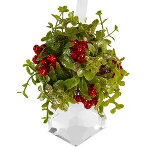 Ornativity Mistletoe Crystal Hanging Ornament - Christmas Kissing Acrylic Holiday Decoration