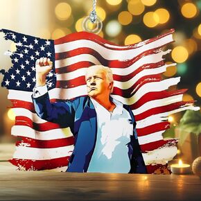 Trump Gifts, Trump Ornament 2024, Trump Tree Ornaments, Donald Trump Gifts, Donald Trump Christmas Ornament, Trump Ornaments for Christmas Tree, Trump with A Raised Fist Flag, Trump Merchandise