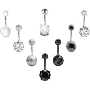 Mayhoop Belly Button Rings 14G Stainless Steel CZ Navel Belly Rings 3/8" 10mm Piercing Barbell Body Jewelry for Women Men