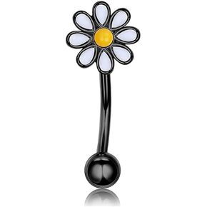 16G Daisy Eyebrow Ring for Women Stainless Steel Flower Eyebrow Piercing Jewelry Cartilage Helix Tragus Barbell Earrings Hypoallergenic