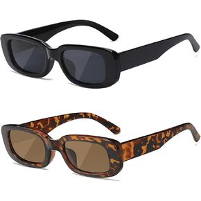 Tskestvy 2 Pack Polarized Square Rectangle Sunglasses for Women Men Y2K Retro Vintage Trendy Shades 90S Cute