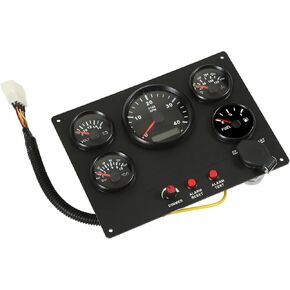Boat Instrument Panel 4000RPM Tachometer Fuel Level Water Temperature Oil Pressure Meter Voltmeter 5 Dash Gauge Set Black Dial Marine Dash Instrument Panel Marine Instrument