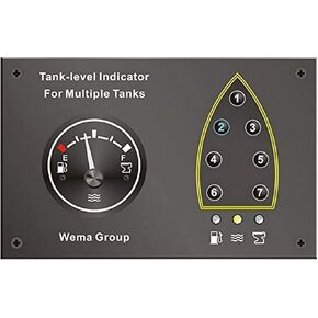 لوحة قياس KUS CP7-B - خزان الماء والوقود والخزان متعدد الخزان (7 خزان) لوحة قياس، 240-33 أوم، 5 5/8 بوصة × 3 3/8 بوصة (136 مم × 80 مم) مع إضاءة خلفية in Kuwait