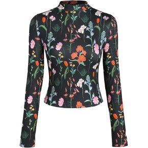 CIDER Floral Knitted Long Sleeve Top
