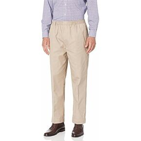 Benefit Wear Mens Adaptive Full Elastic Waist Twill Pants with Hook-and-Loop Waistband & Fly