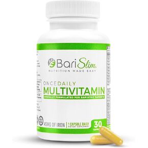 BariSlim Once Daily Bariatric Multivitamin Capsule - 45mg of Iron - Bariatric Vitamin & Supplement for Post Bariatric Surgery Including Gastric Bypass & Gastric Sleeve | 90 Day Supply