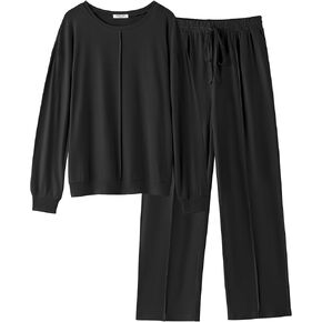 Ekouaer Pajama Sets for Women 2 Piece Lounge Sets Long Sleeve Sleepwear Top and Pants Cozy Pjs Loungewear with Pockets S-XXL